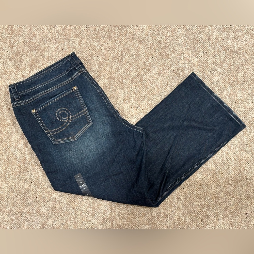 NWT Seven 7 Jeans Melissa McCarthy Size 26 Bootcut Jeans Dark Wash Thick Stitch
